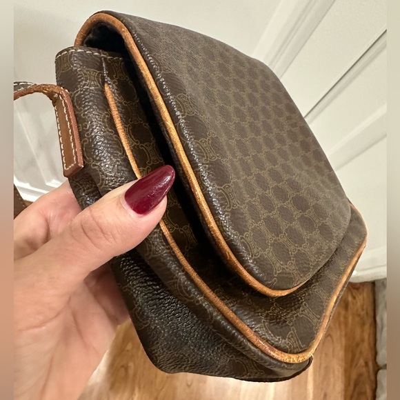 Céline, Pre-Loved Brown Coated Canvas Macadam Shoulder Bag. - Picture 4 of 16